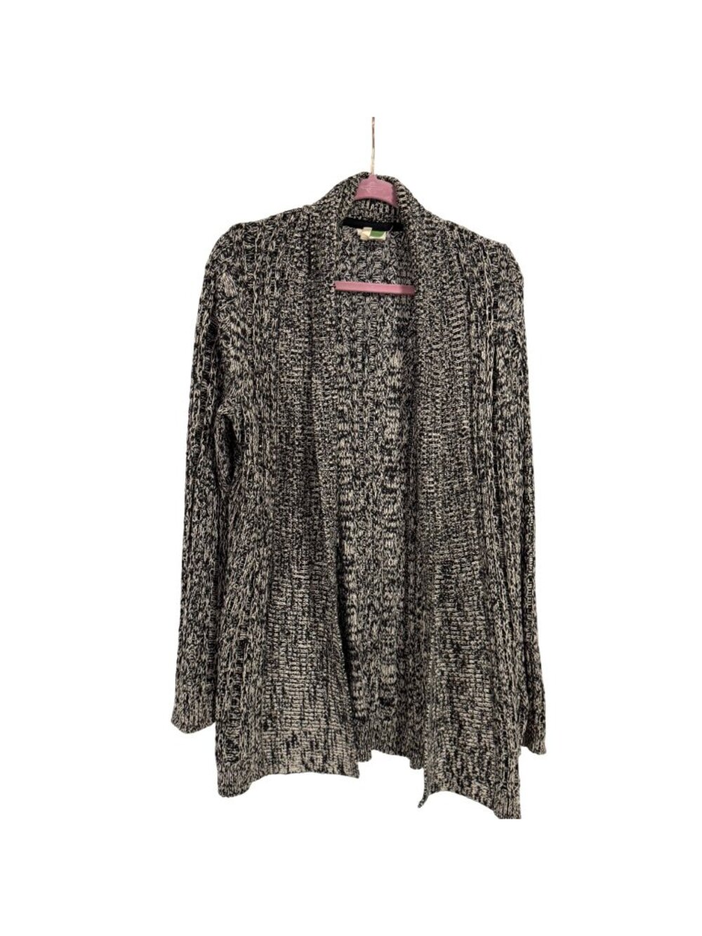 Anthropologie Black Gray Marble Open Front Cardigan Size M
